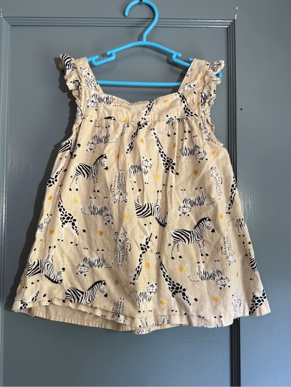 Koala Kids Beige Safari Animal Print Tank with Black Zebra & Giraffe Motif